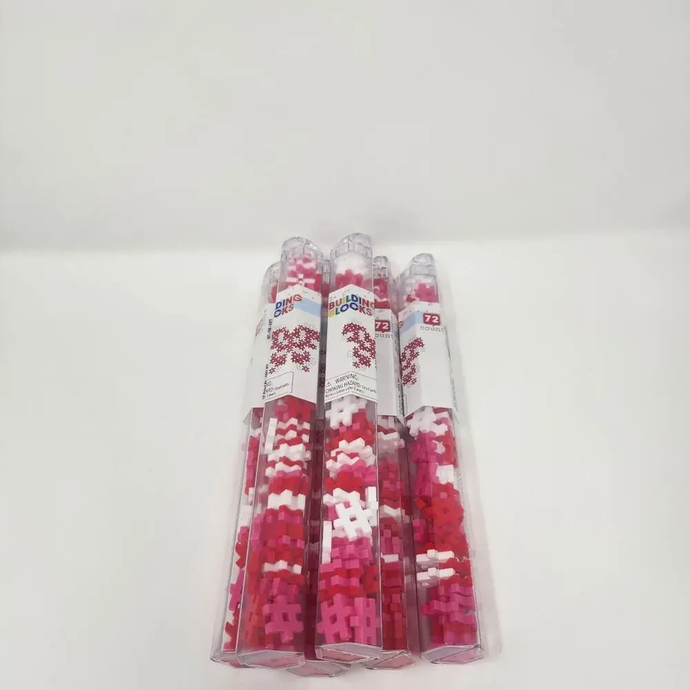 Red Pink White Valentine's Day Hashtag Building Blocks 6 Total